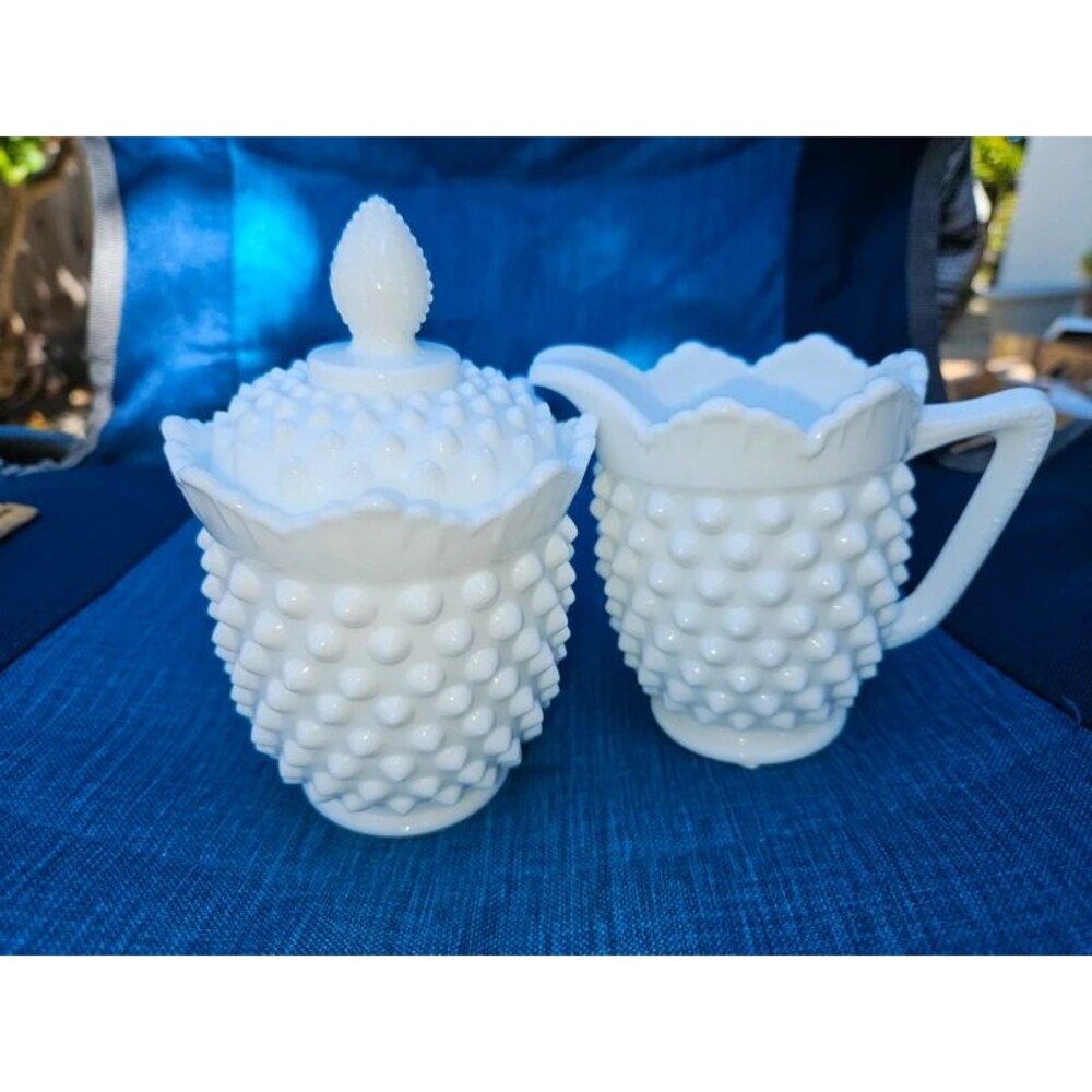Milkglass Fenton Hobnail Sugar and Creamer set